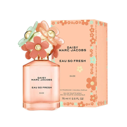 Bottle of Daisy Eau So Fresh Daze By Marc Jacobs shown next to its packaging