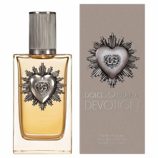 Dolce & Gabbana Devotion Pour Homme bottle with box on a plain background