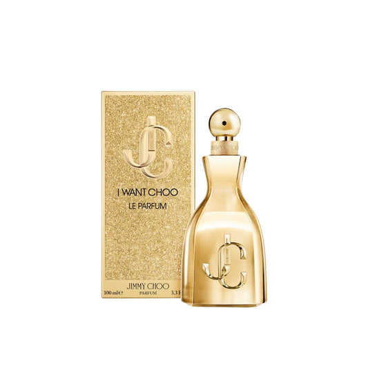 I Want Choo Le Parfum By Jimmy Choo bottle photographed beside its box
