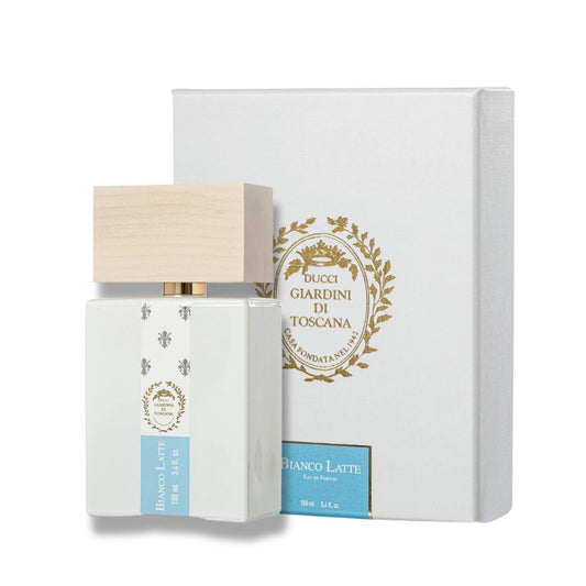 Giardini di Toscana Bianco Latte fragrance bottle and outer packaging