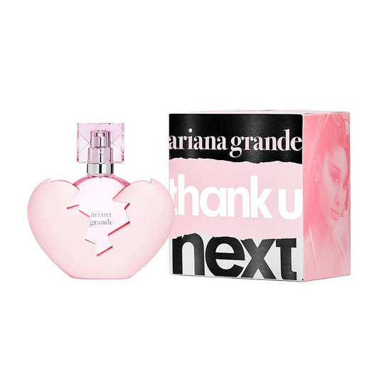 Bottle of Ariana Grande Thank U Next shown next to its packaging