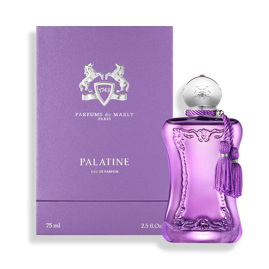 Palatine By Parfums de Marly bottle with box on a plain background