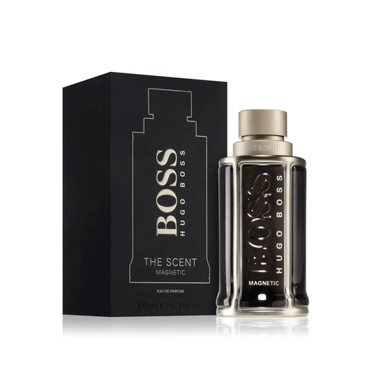 Hugo Boss The Scent for Him Magnetic fragrance bottle and outer packaging
