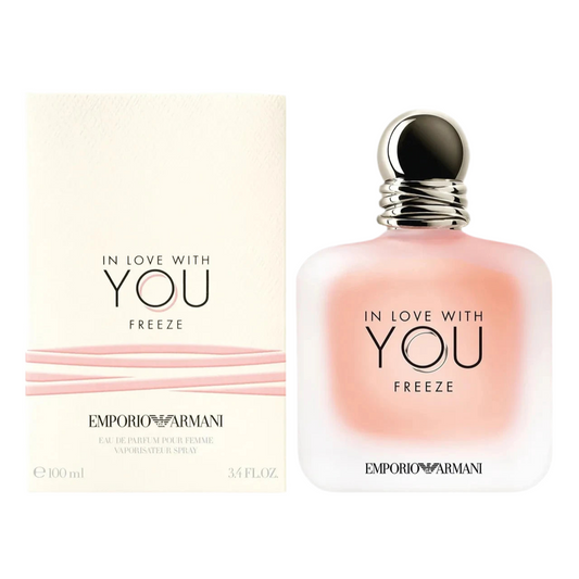 Giorgio Armani In Love With You Freeze fragrance bottle and outer packaging