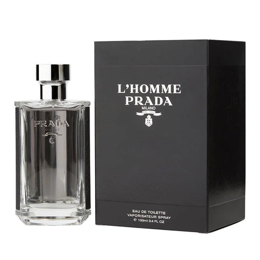 Prada L'Homme By Prada fragrance bottle and outer packaging
