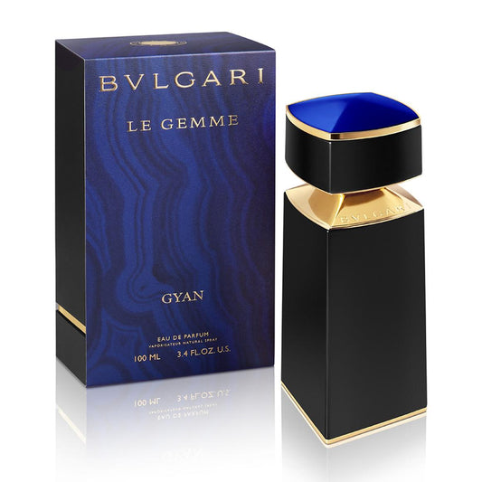Bvlgari Le Gemme Gyan bottle with box on a plain background