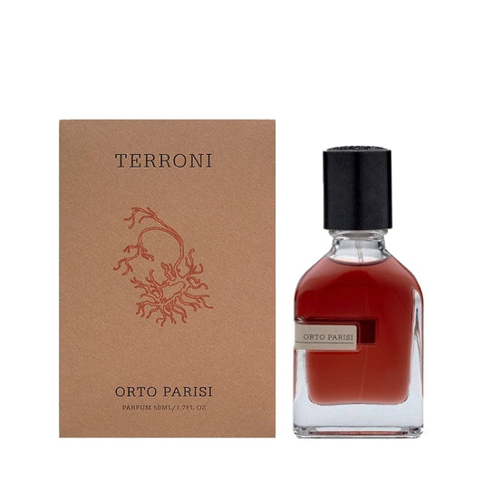 Terroni By Orto Parisi fragrance bottle and outer packaging