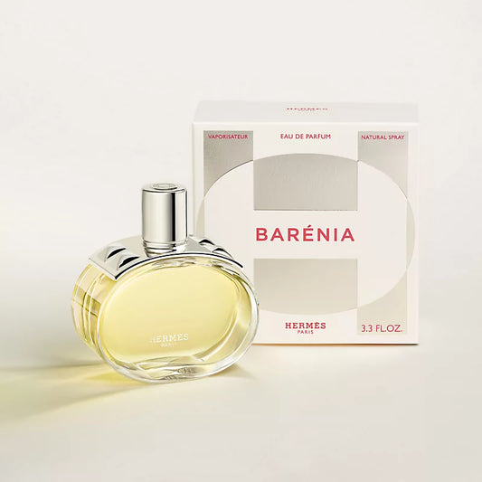 Hermès Barenia Eau de Parfum bottle with box on a plain background
