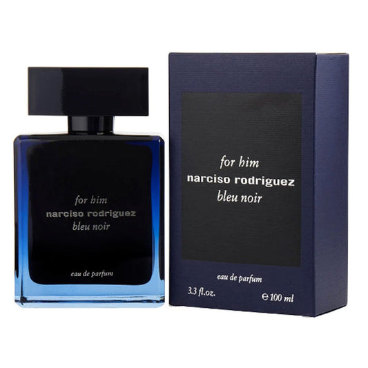 Narciso Rodriguez Bleu Noir fragrance bottle and outer packaging
