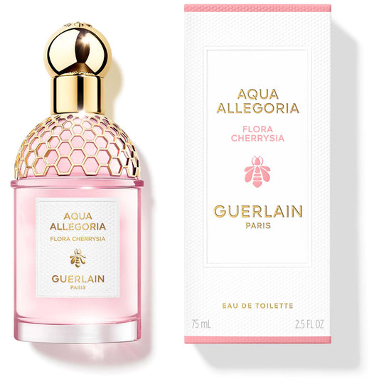 Guerlain Aqua Allegoria Flora Cherrysia bottle with box on a plain background