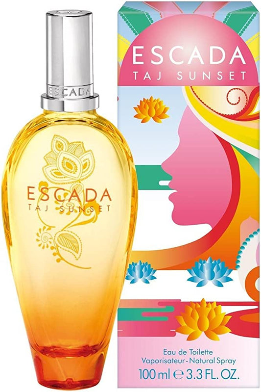 Escada Taj Sun bottle photographed beside its box