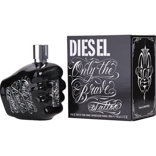Only the Brave Tattoo bottle photographed beside its box