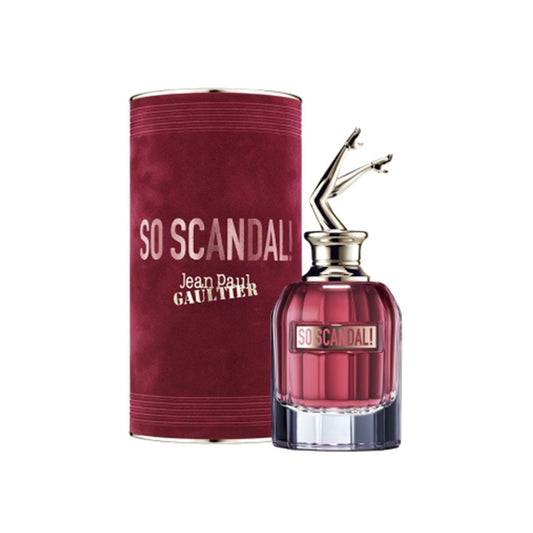 Jean Paul Gaultier So Scandal bottle with box on a plain background