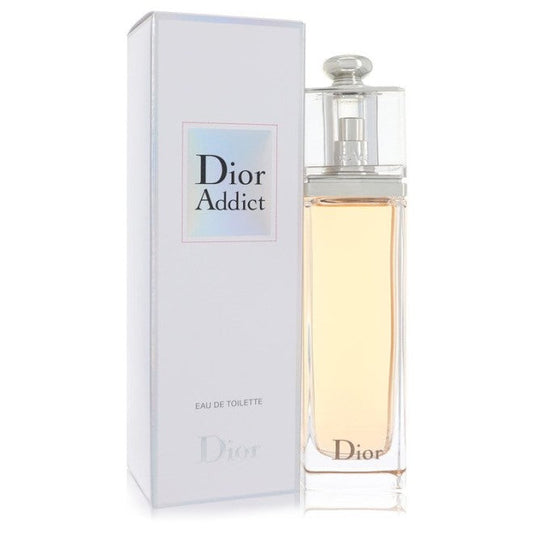 Bottle of Dior Addict Eau de Toilette shown next to its packaging