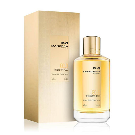 Mancera Gold Intensitive Aoud fragrance bottle and outer packaging