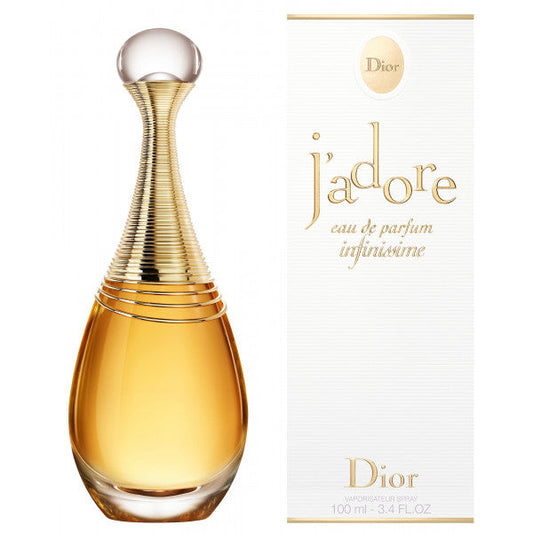 Bottle of J'adore Eau de Parfum Infinissime shown next to its packaging