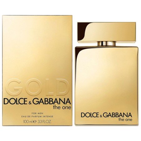 Bottle of Dolce & Gabbana The One Gold shown next to its packaging