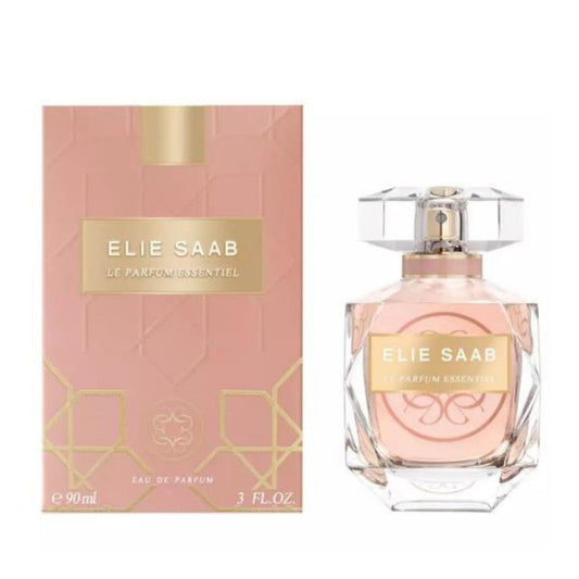 Elie Saab Le Parfum Essential bottle with box on a plain background