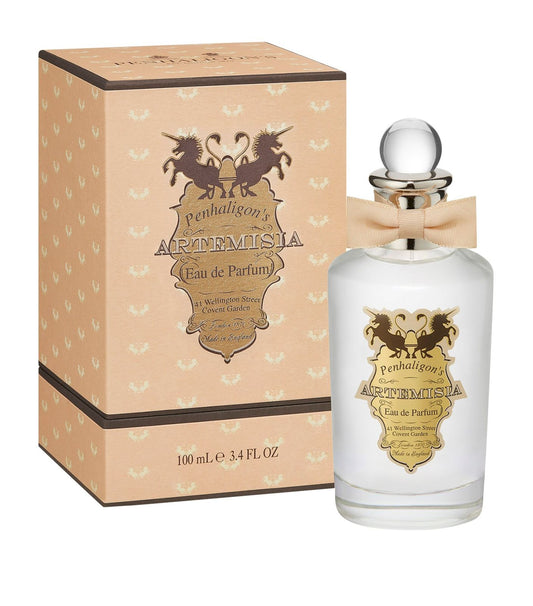 Bottle of Penhaligon's Artemisia Eau De Parfum Spray 3.4 oz Women shown next to its packaging