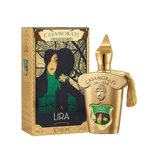 Lira By Xerjoff bottle with box on a plain background