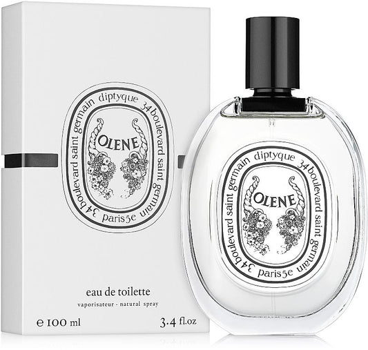 Diptyque Olène Eau de Toilette bottle with box on a plain background