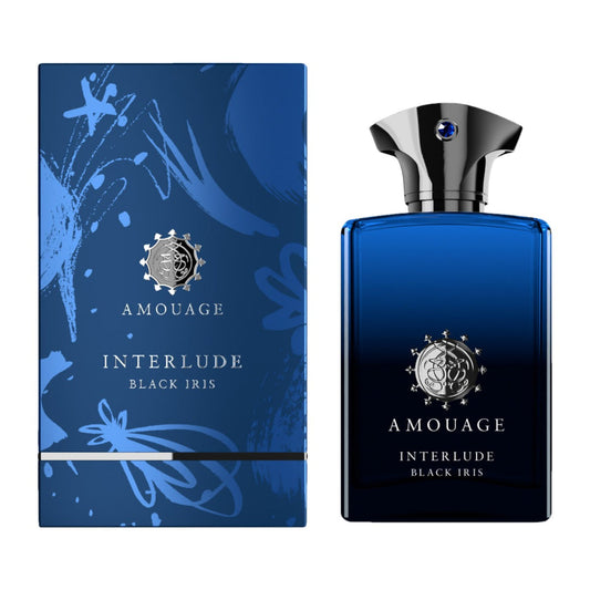 Amouage Interlude Black Iris fragrance bottle and outer packaging