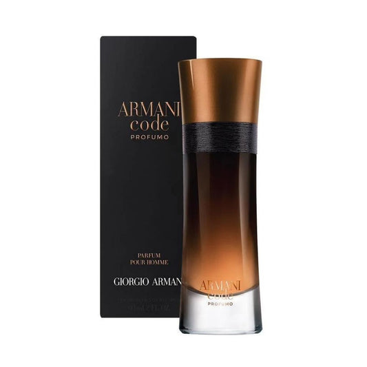 Giorgio Armani Armani Code Profumo bottle photographed beside its box