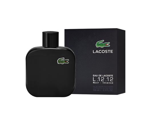 Lacoste L.12.12 Noir fragrance bottle and outer packaging
