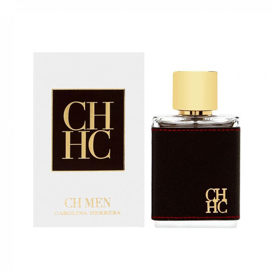 Carolina Herrera CH Men Eau de Toilette bottle with box on a plain background