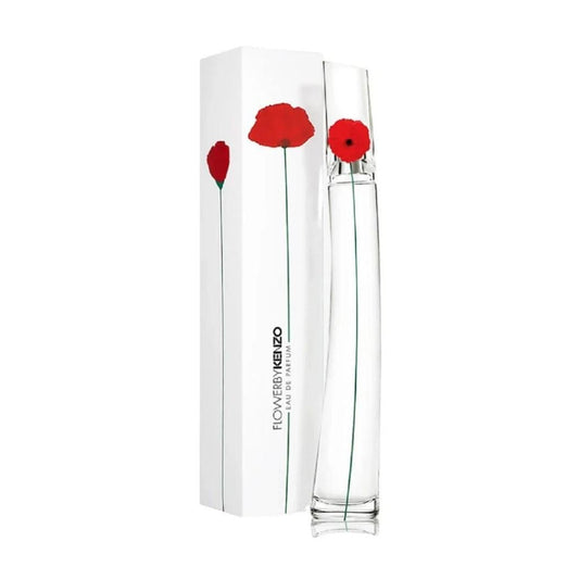 Bottle of Kenzo Flower Eau de Parfum shown next to its packaging
