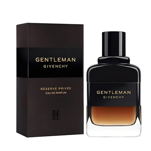 Bottle of Givenchy Gentleman Réserve Privée shown next to its packaging