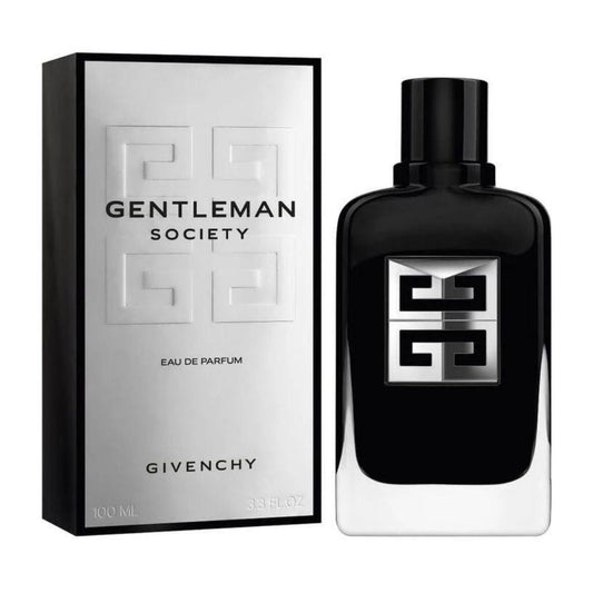 Bottle of Givenchy Gentleman Society shown next to its packaging