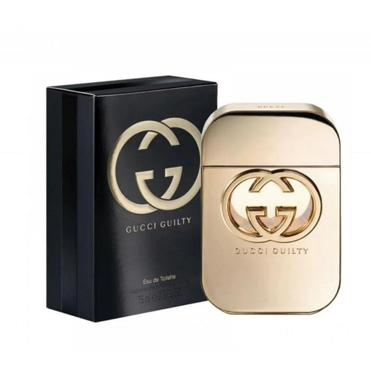 Gucci Guilty Eau de Toilette bottle photographed beside its box