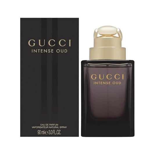 Gucci Intense Oud Eau de Parfum fragrance bottle and outer packaging