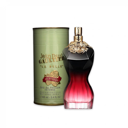 Jean Paul Gaultier La Belle Eau de Parfum bottle with box on a plain background