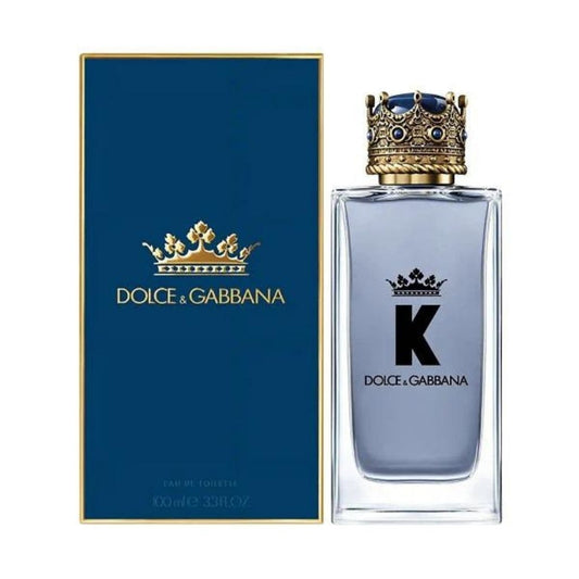 Dolce & Gabbana K Eau de Toilette bottle photographed beside its box