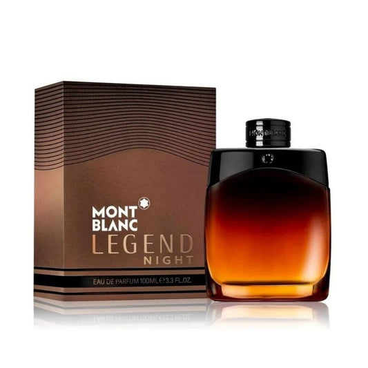 Legend Night Eau de Parfum bottle photographed beside its box
