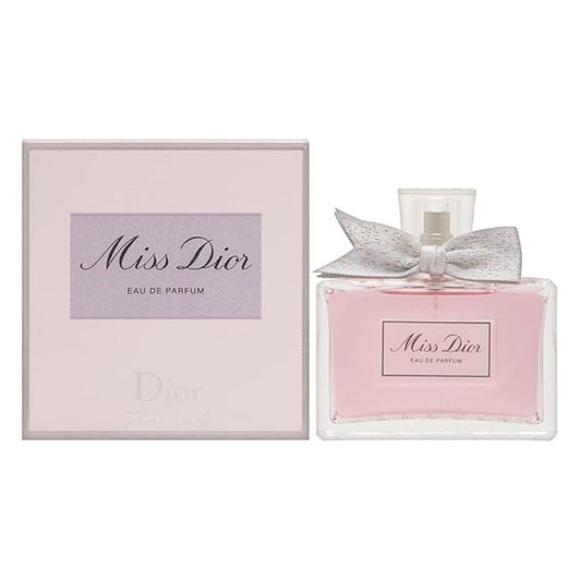 Bottle of Miss Dior Eau de Parfum shown next to its packaging