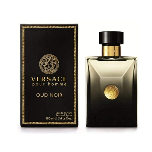 Bottle of Oud Noir Eau de parfum shown next to its packaging