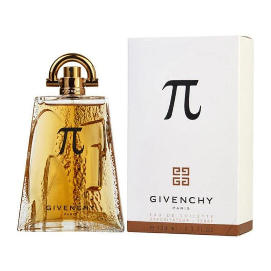 Givenchy Pi Eau de Toilette bottle photographed beside its box