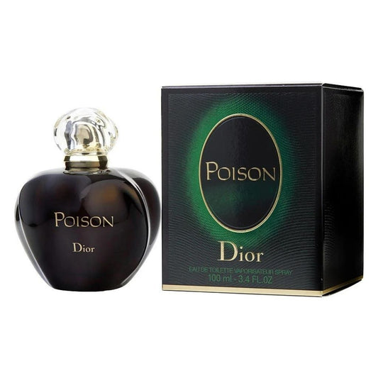 Dior Poison bottle with box on a plain background