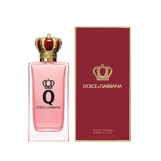 Dolce & Gabbana Q Eau de Parfum bottle with box on a plain background