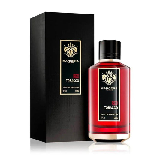 Bottle of Red Tobacco Eau de Parfum shown next to its packaging