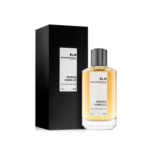 Roses Vanille Eau de Parfum bottle with box on a plain background