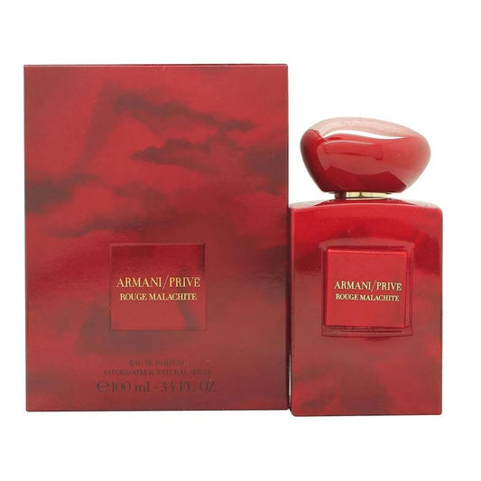 Giorgio Armani Rouge Malachite Armani Privé fragrance bottle and outer packaging
