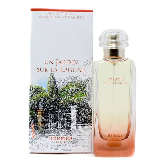 Hermès Un Jardin sur la Lagune bottle photographed beside its box