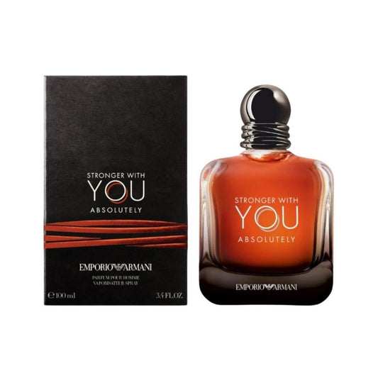 Emporio Armani Stronger With You Absolutely bottle photographed beside its box