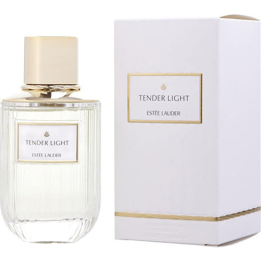 Bottle of Estée Lauder Tender Light shown next to its packaging