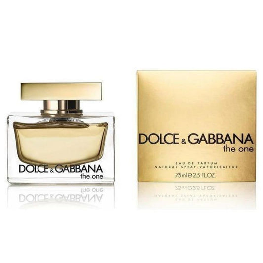 Bottle of Dolce & Gabbana The One for Her Eau de Parfum shown next to its packaging
