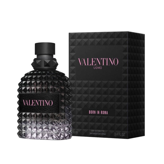 Uomo Born in Roma Eau de toilette bottle photographed beside its box